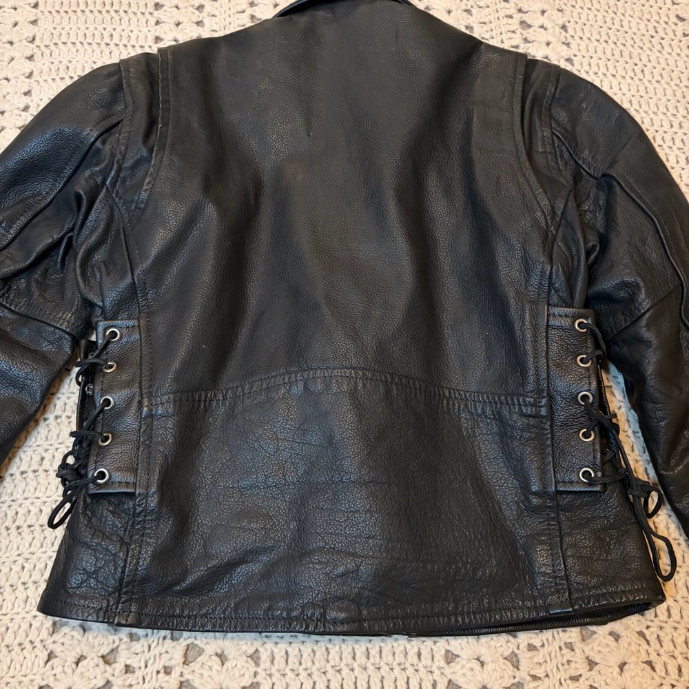 American Top Vintage Black Leather Motorcycle Jacket Size 36 - Unisex - Picture 13 of 16